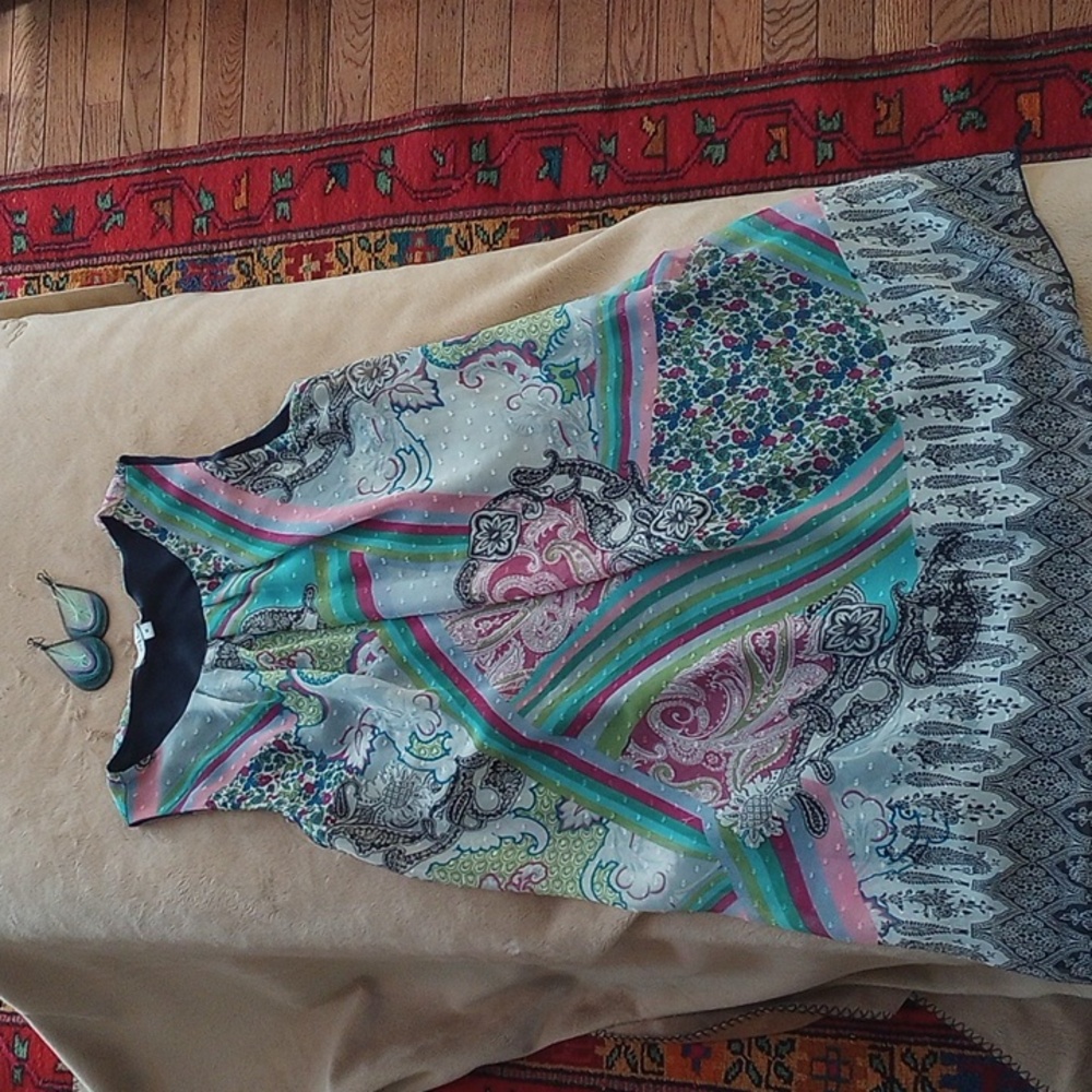 LDS M Moa Moa Bright Multi Color Lined Sleeveless Mini Dress